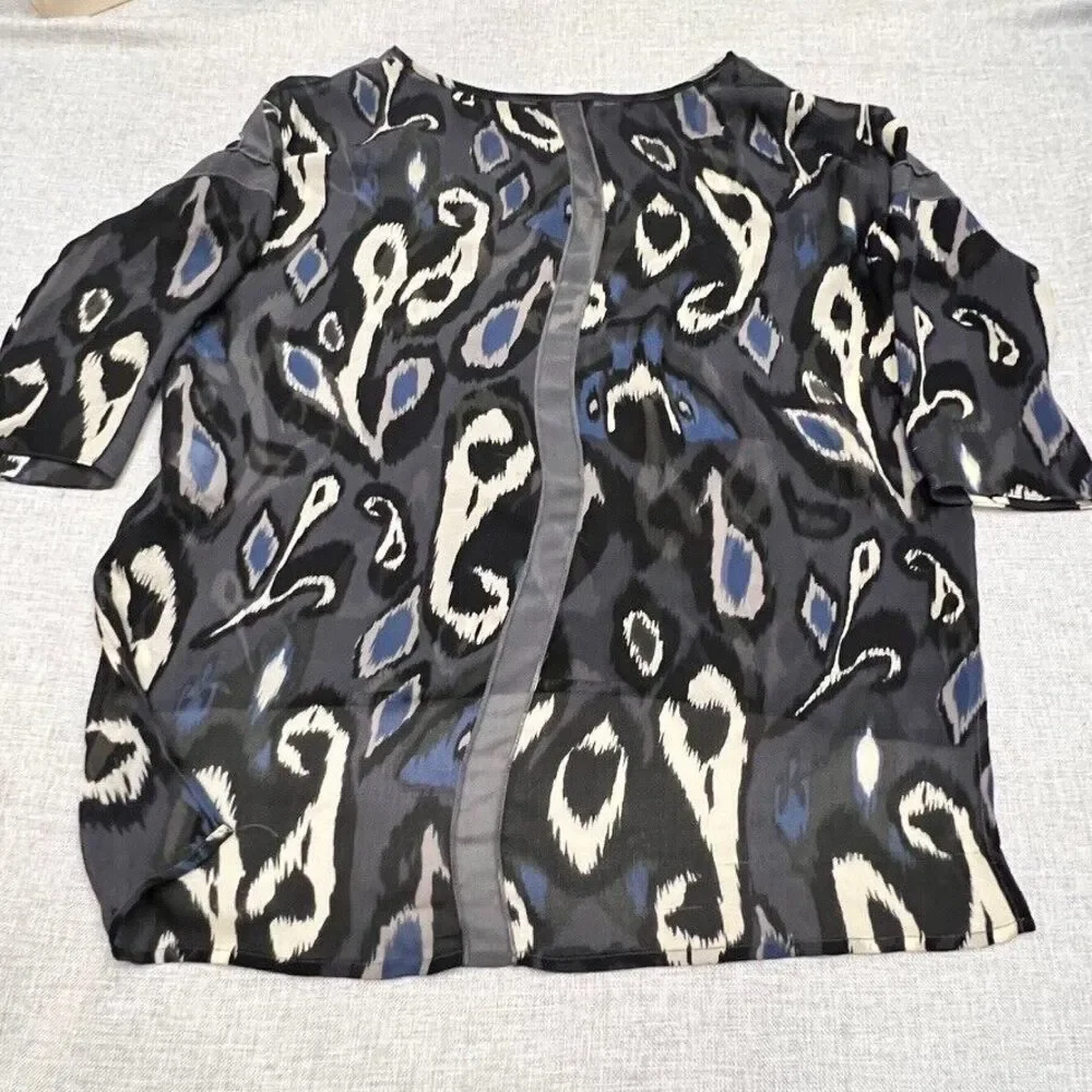 Rag & Bone XS Sheer Animal Print Hi-Low‎ Women's Top Blue Gray